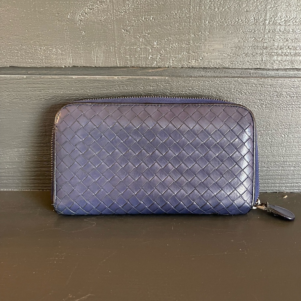Bottega Veneta Blue Woven Wallet